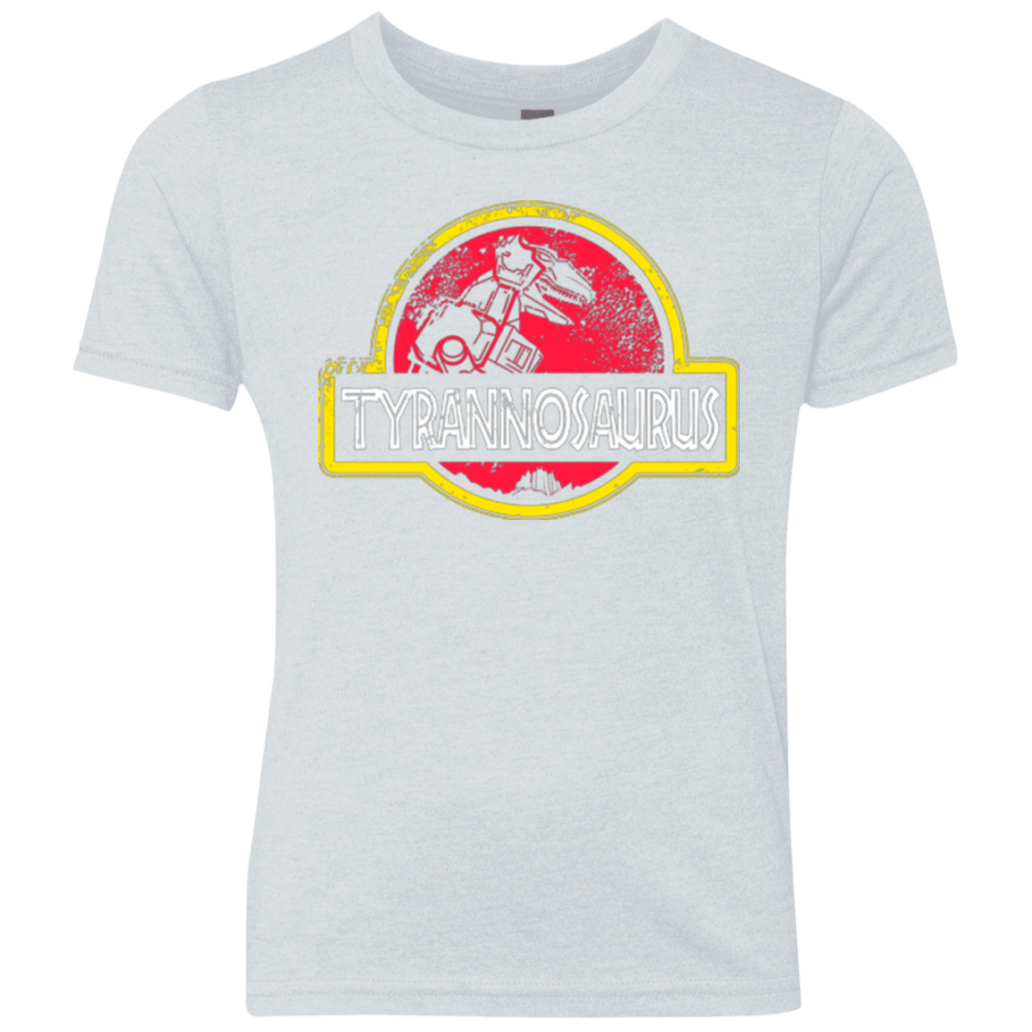 T-Shirts Heather White / YXS Jurassic Power Red Youth Triblend T-Shirt