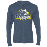 T-Shirts Indigo / X-Small Jurassic Power White Triblend Long Sleeve Hoodie Tee