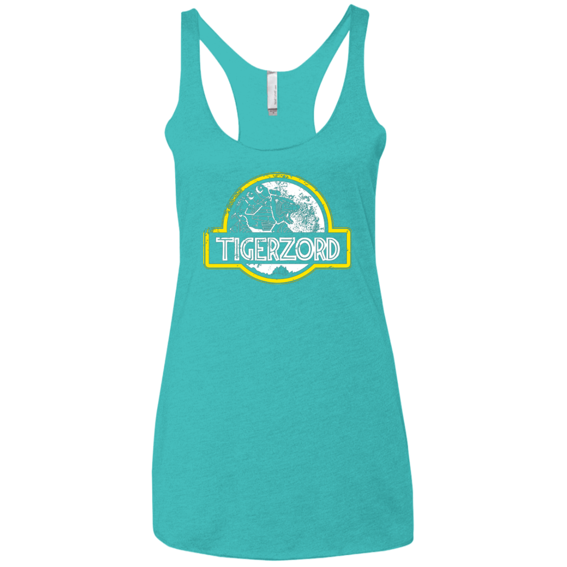 T-Shirts Tahiti Blue / X-Small Jurassic Power White Women's Triblend Racerback Tank