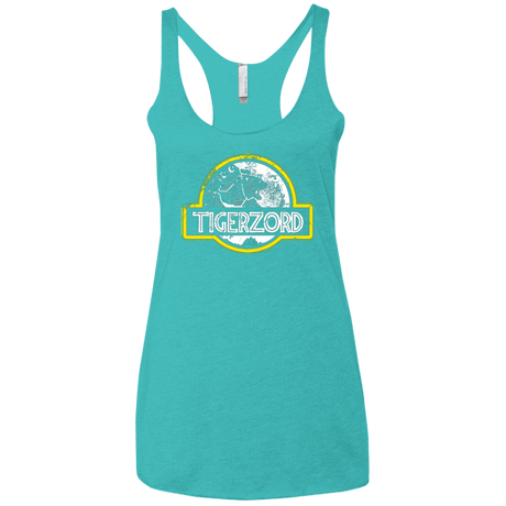 T-Shirts Tahiti Blue / X-Small Jurassic Power White Women's Triblend Racerback Tank