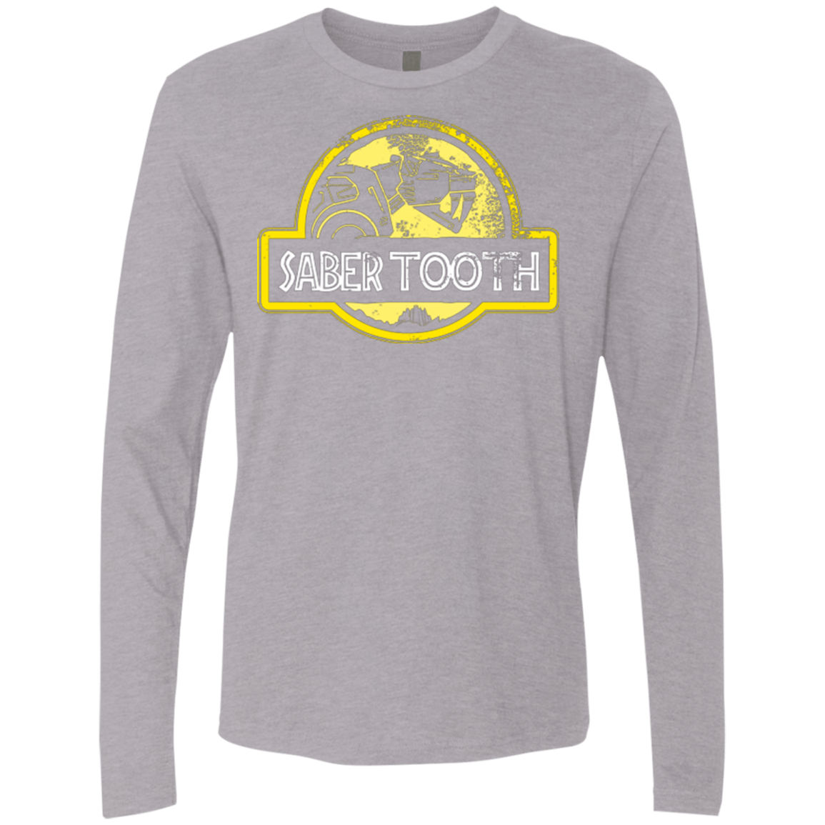 T-Shirts Heather Grey / Small Jurassic Power Yellow Men's Premium Long Sleeve