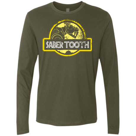 T-Shirts Military Green / Small Jurassic Power Yellow Men's Premium Long Sleeve