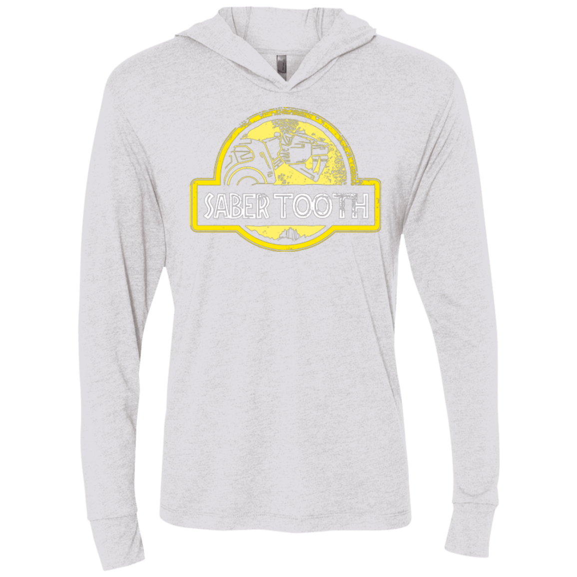 T-Shirts Heather White / X-Small Jurassic Power Yellow Triblend Long Sleeve Hoodie Tee