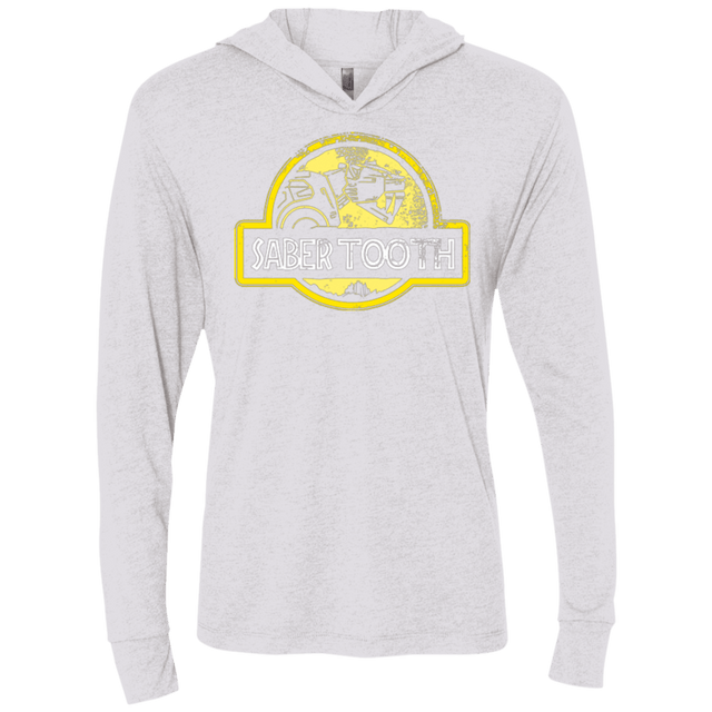 T-Shirts Heather White / X-Small Jurassic Power Yellow Triblend Long Sleeve Hoodie Tee