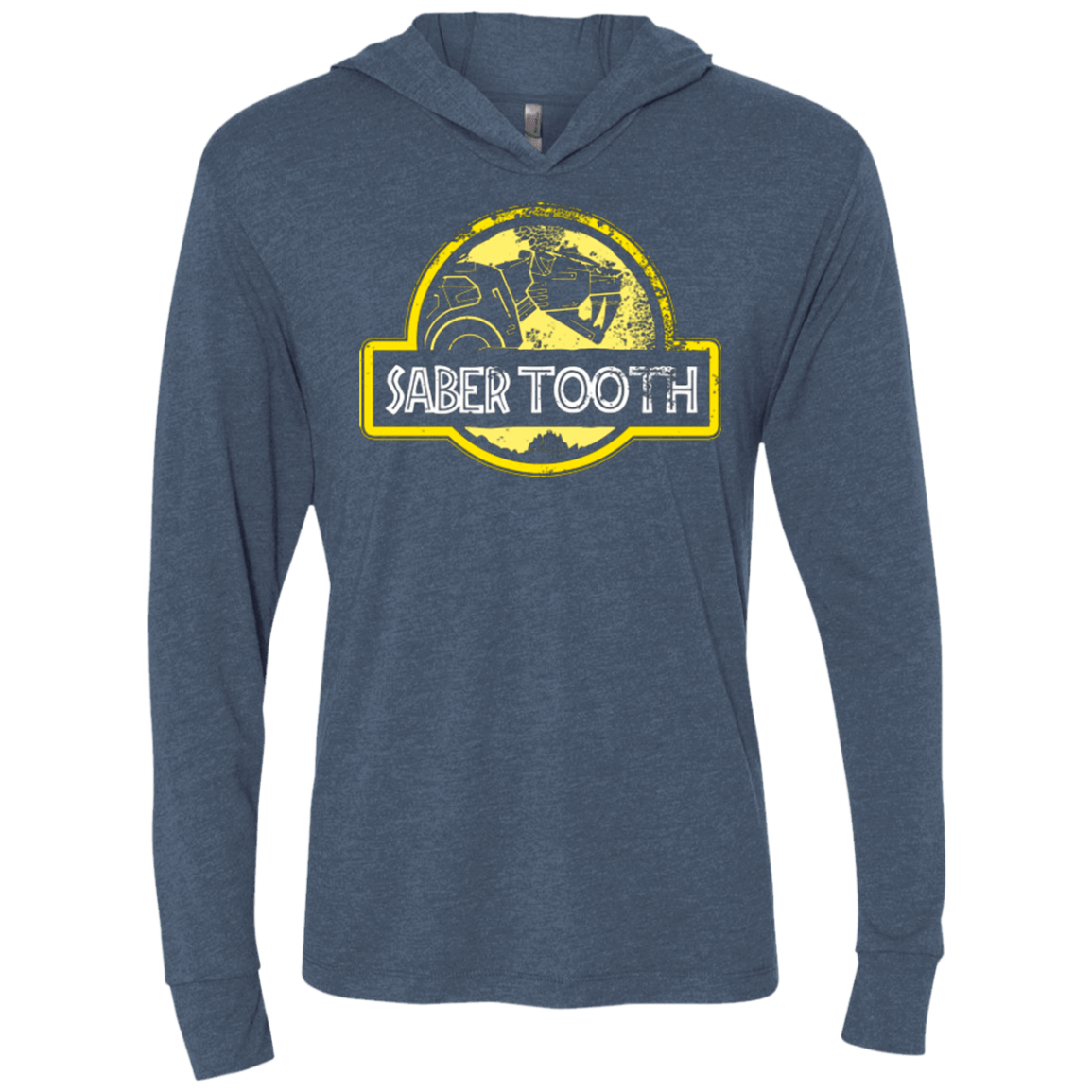 Jurassic Power Yellow Triblend Long Sleeve Hoodie Tee