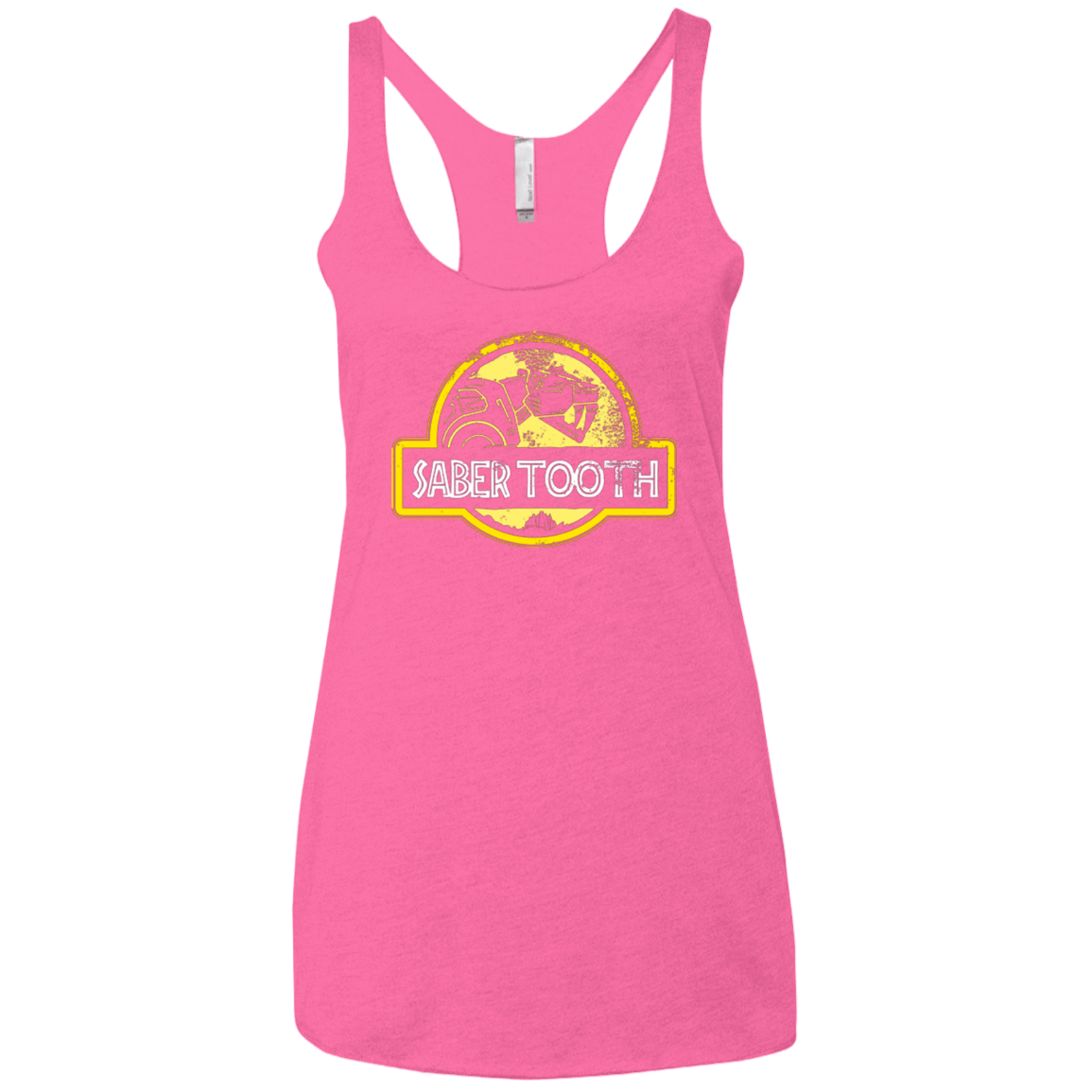 T-Shirts Vintage Pink / X-Small Jurassic Power Yellow Women's Triblend Racerback Tank