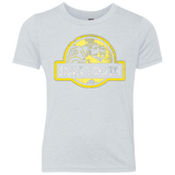 T-Shirts Heather White / YXS Jurassic Power Yellow Youth Triblend T-Shirt