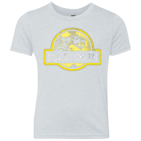 T-Shirts Heather White / YXS Jurassic Power Yellow Youth Triblend T-Shirt