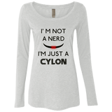 T-Shirts Heather White / Small Just cylon Women's Triblend Long Sleeve Shirt