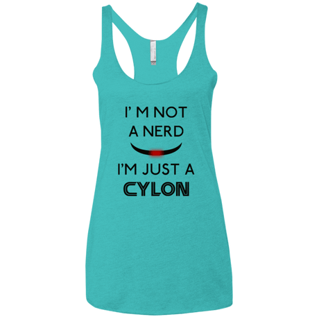 T-Shirts Tahiti Blue / X-Small Just cylon Women's Triblend Racerback Tank