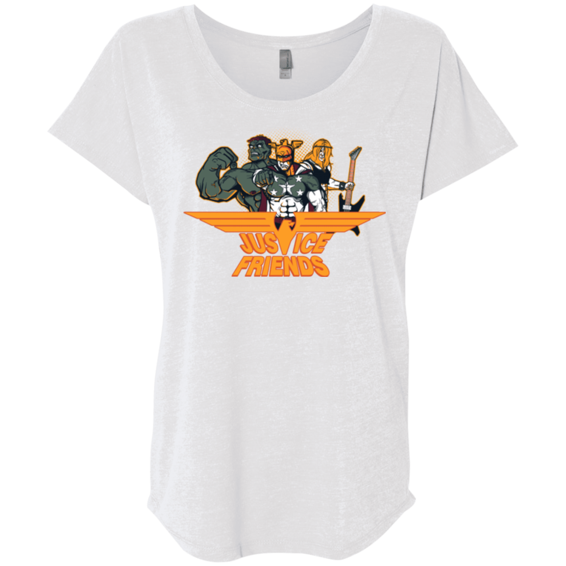T-Shirts Heather White / X-Small Justice Friends Triblend Dolman Sleeve