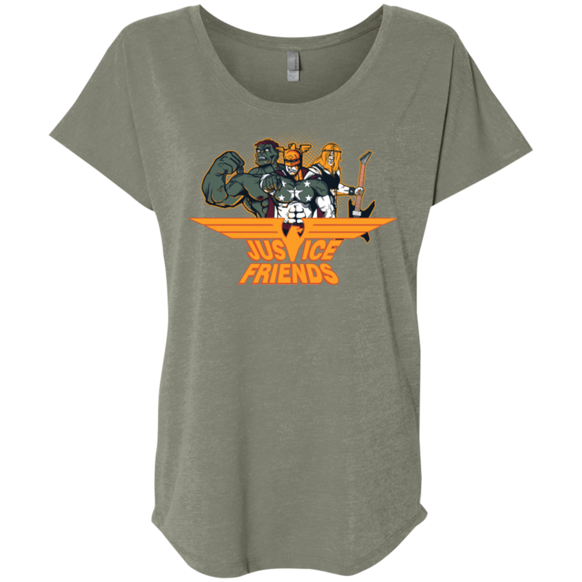 T-Shirts Venetian Grey / X-Small Justice Friends Triblend Dolman Sleeve