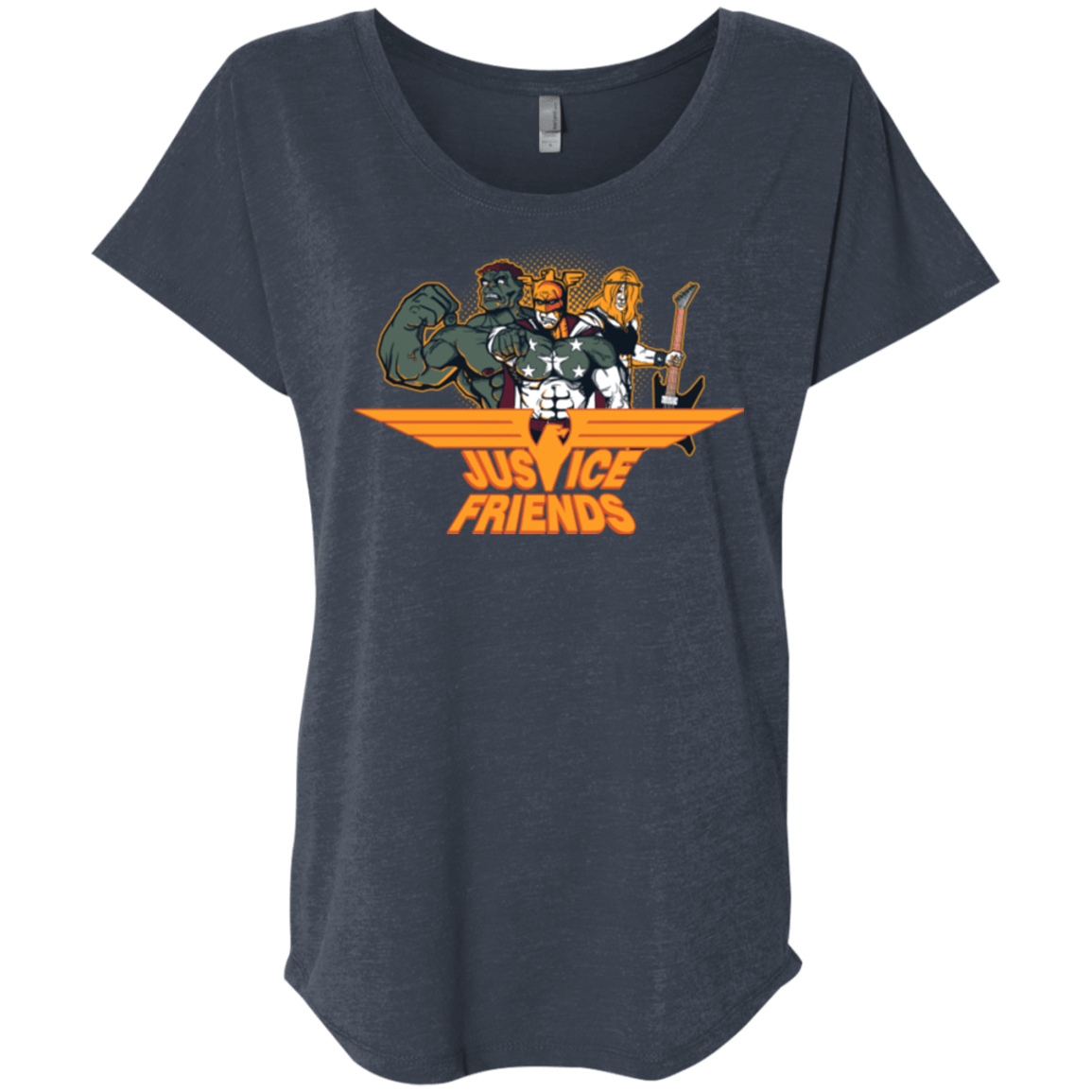 T-Shirts Vintage Navy / X-Small Justice Friends Triblend Dolman Sleeve