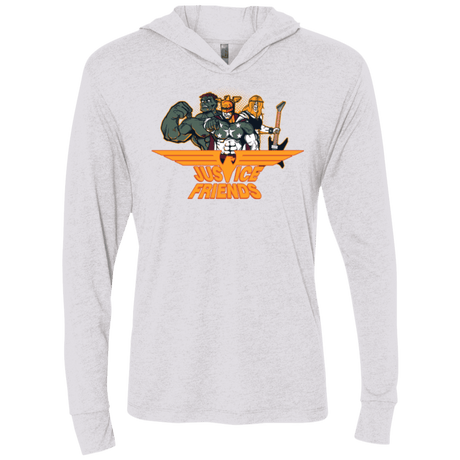 T-Shirts Heather White / X-Small Justice Friends Triblend Long Sleeve Hoodie Tee