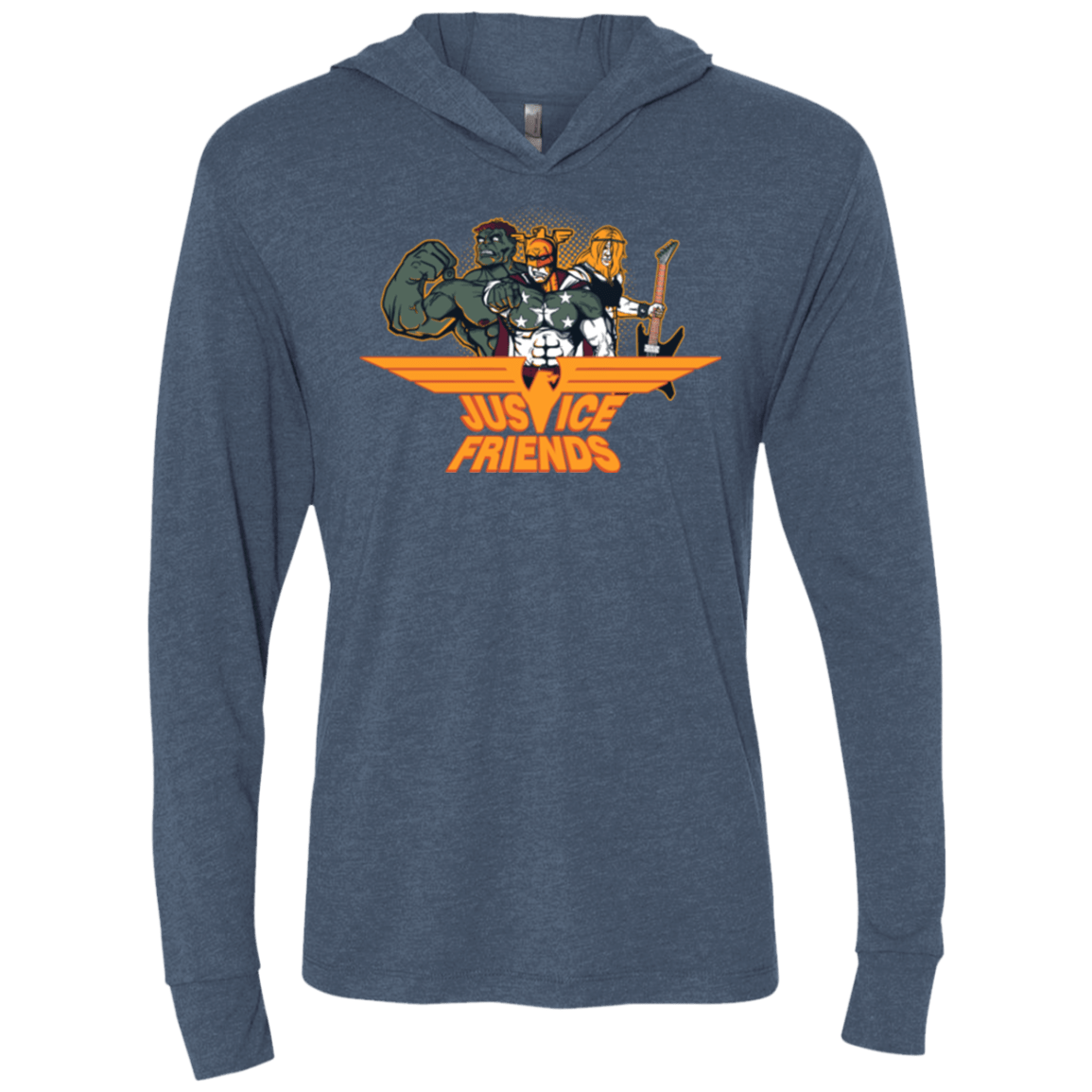 T-Shirts Indigo / X-Small Justice Friends Triblend Long Sleeve Hoodie Tee