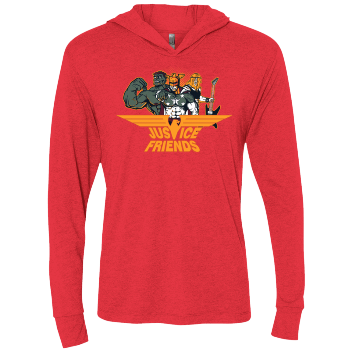 T-Shirts Vintage Red / X-Small Justice Friends Triblend Long Sleeve Hoodie Tee