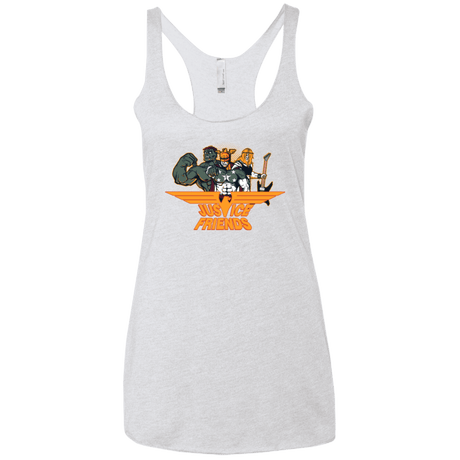 T-Shirts Heather White / X-Small Justice Friends Women's Triblend Racerback Tank