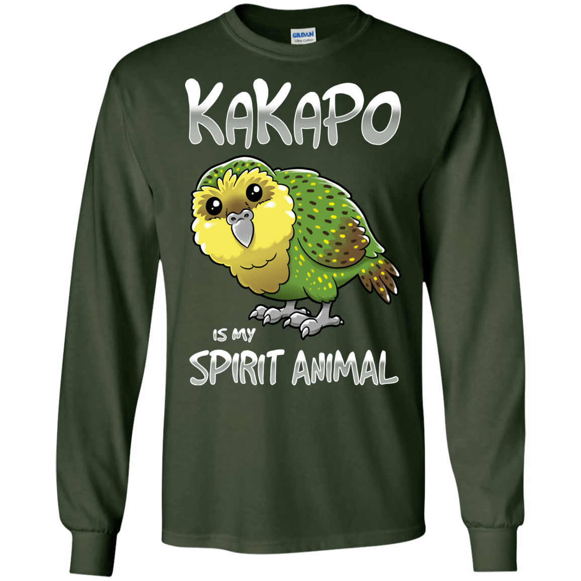 T-Shirts Forest Green / S Kakapo Spirit Animal Men's Long Sleeve T-Shirt