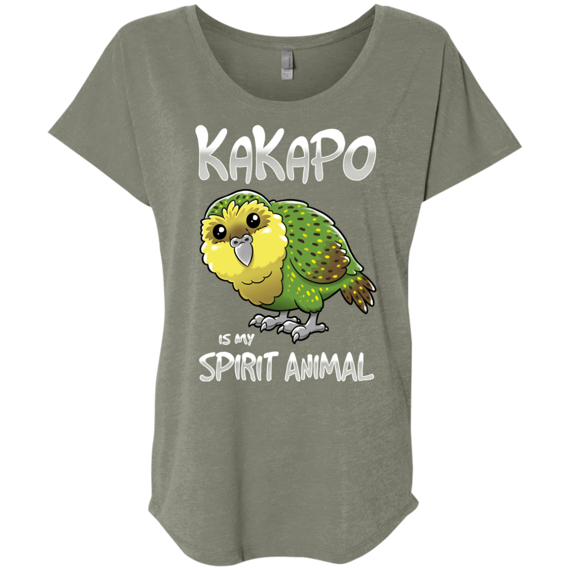 T-Shirts Venetian Grey / X-Small Kakapo Spirit Animal Triblend Dolman Sleeve