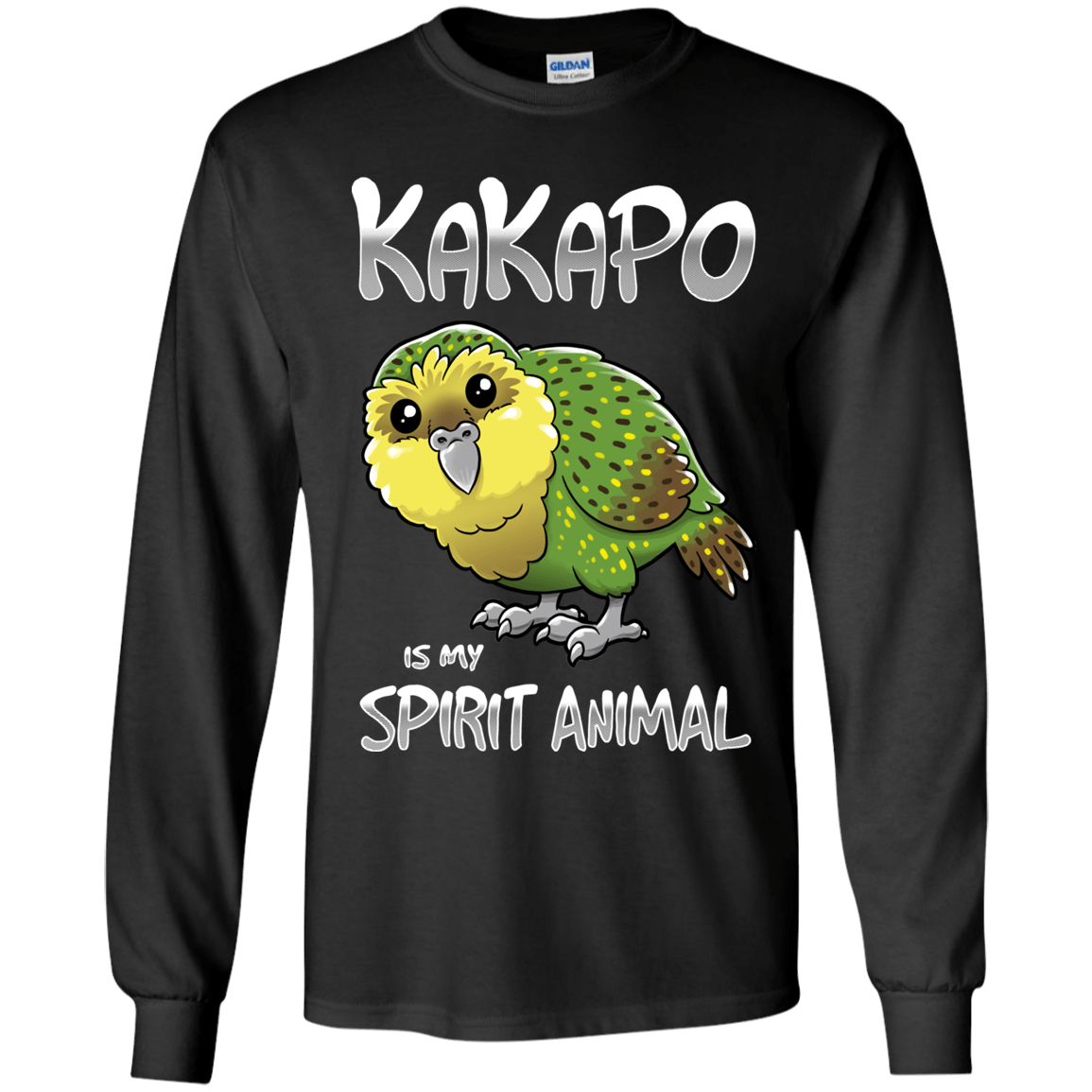 T-Shirts Black / YS Kakapo Spirit Animal Youth Long Sleeve T-Shirt