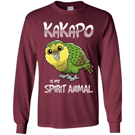 T-Shirts Maroon / YS Kakapo Spirit Animal Youth Long Sleeve T-Shirt