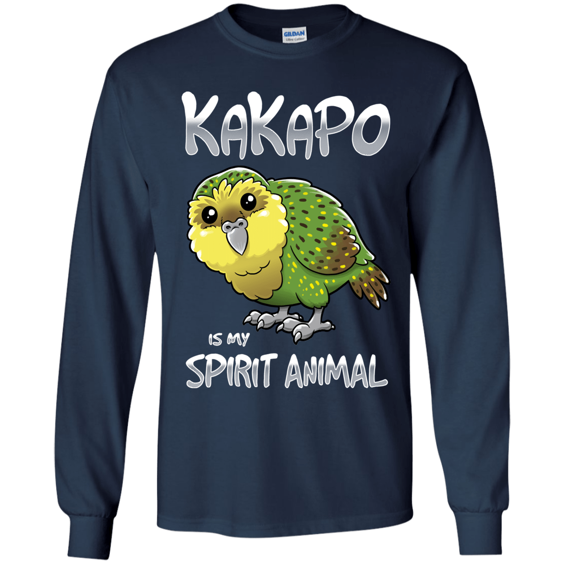 T-Shirts Navy / YS Kakapo Spirit Animal Youth Long Sleeve T-Shirt