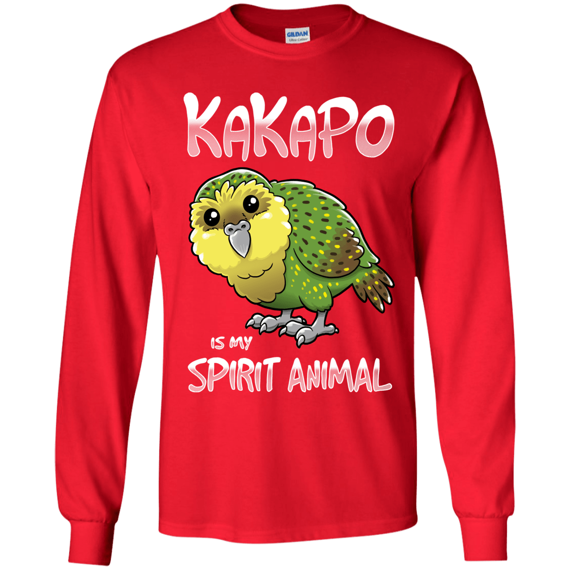 T-Shirts Red / YS Kakapo Spirit Animal Youth Long Sleeve T-Shirt