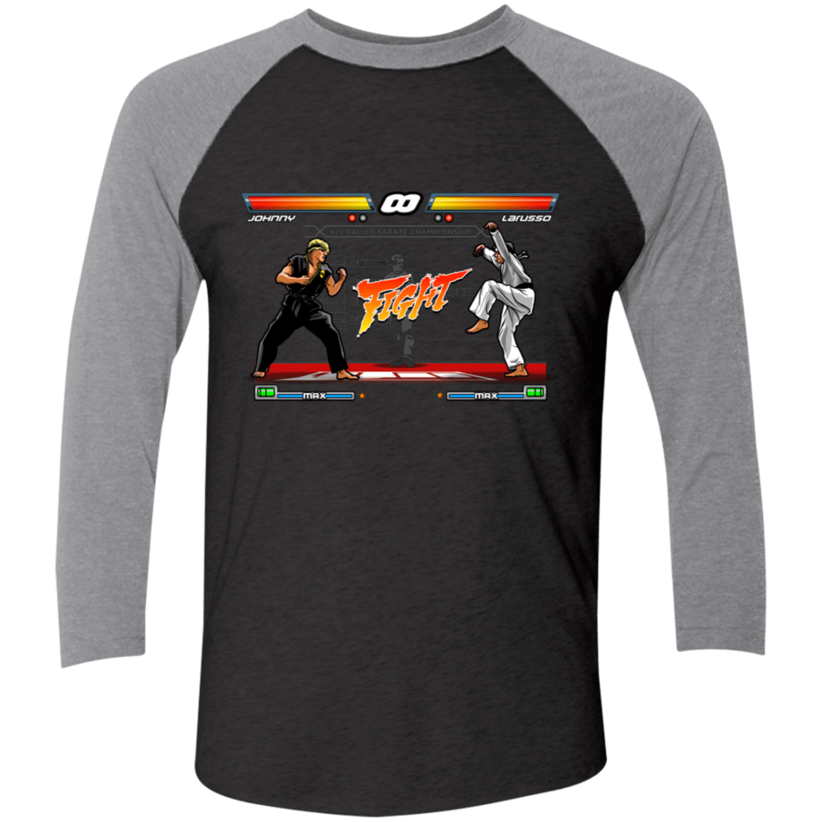 T-Shirts Vintage Black/Premium Heather / S Karate Fighter Men's Triblend 3/4 Sleeve