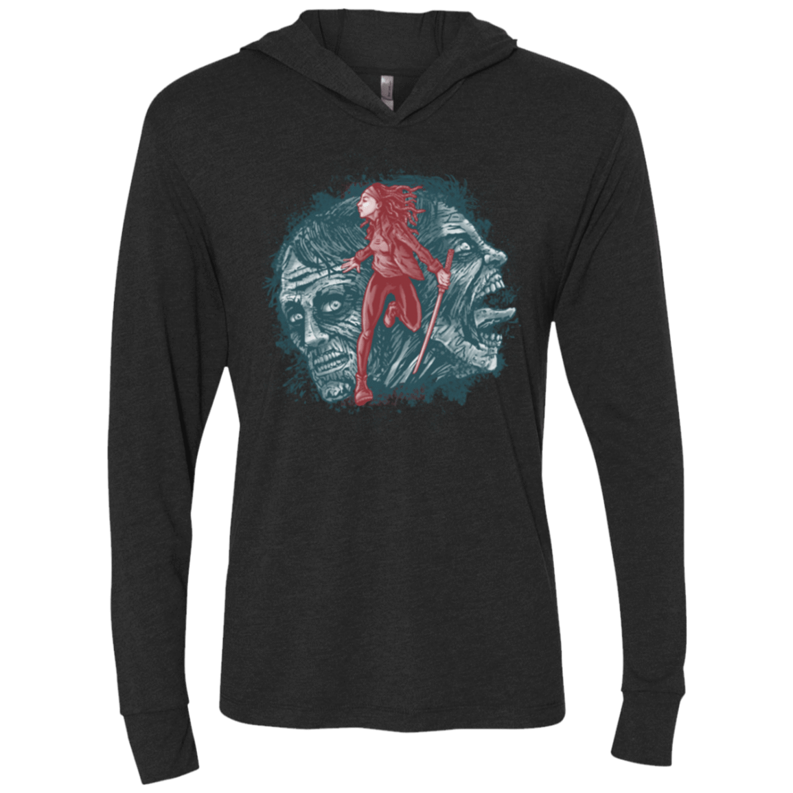 T-Shirts Vintage Black / X-Small Katana Girl Triblend Long Sleeve Hoodie Tee