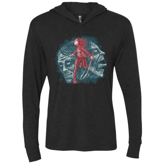 T-Shirts Vintage Black / X-Small Katana Girl Triblend Long Sleeve Hoodie Tee