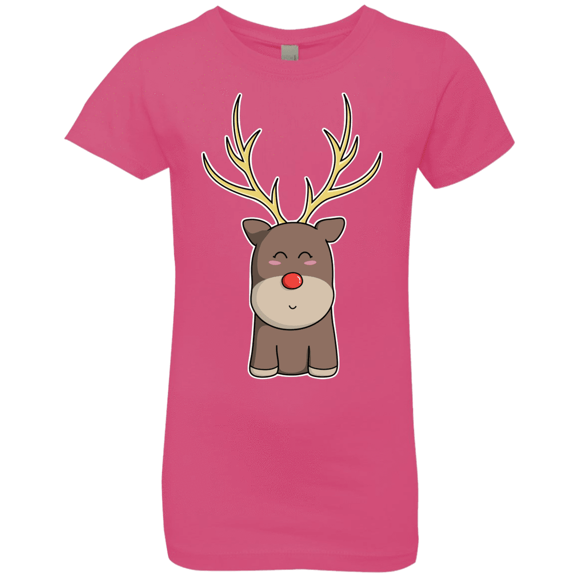 T-Shirts Hot Pink / YXS Kawaii Christmas Reindeer Girls Premium T-Shirt