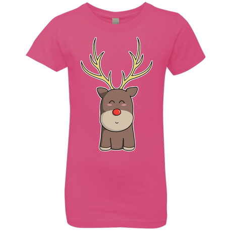 T-Shirts Hot Pink / YXS Kawaii Christmas Reindeer Girls Premium T-Shirt