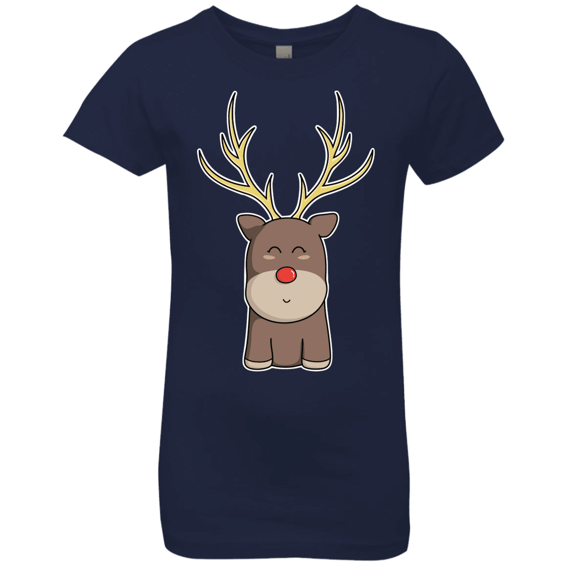 T-Shirts Midnight Navy / YXS Kawaii Christmas Reindeer Girls Premium T-Shirt