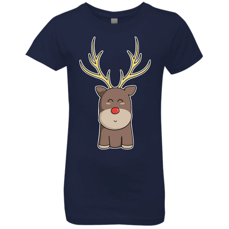 T-Shirts Midnight Navy / YXS Kawaii Christmas Reindeer Girls Premium T-Shirt