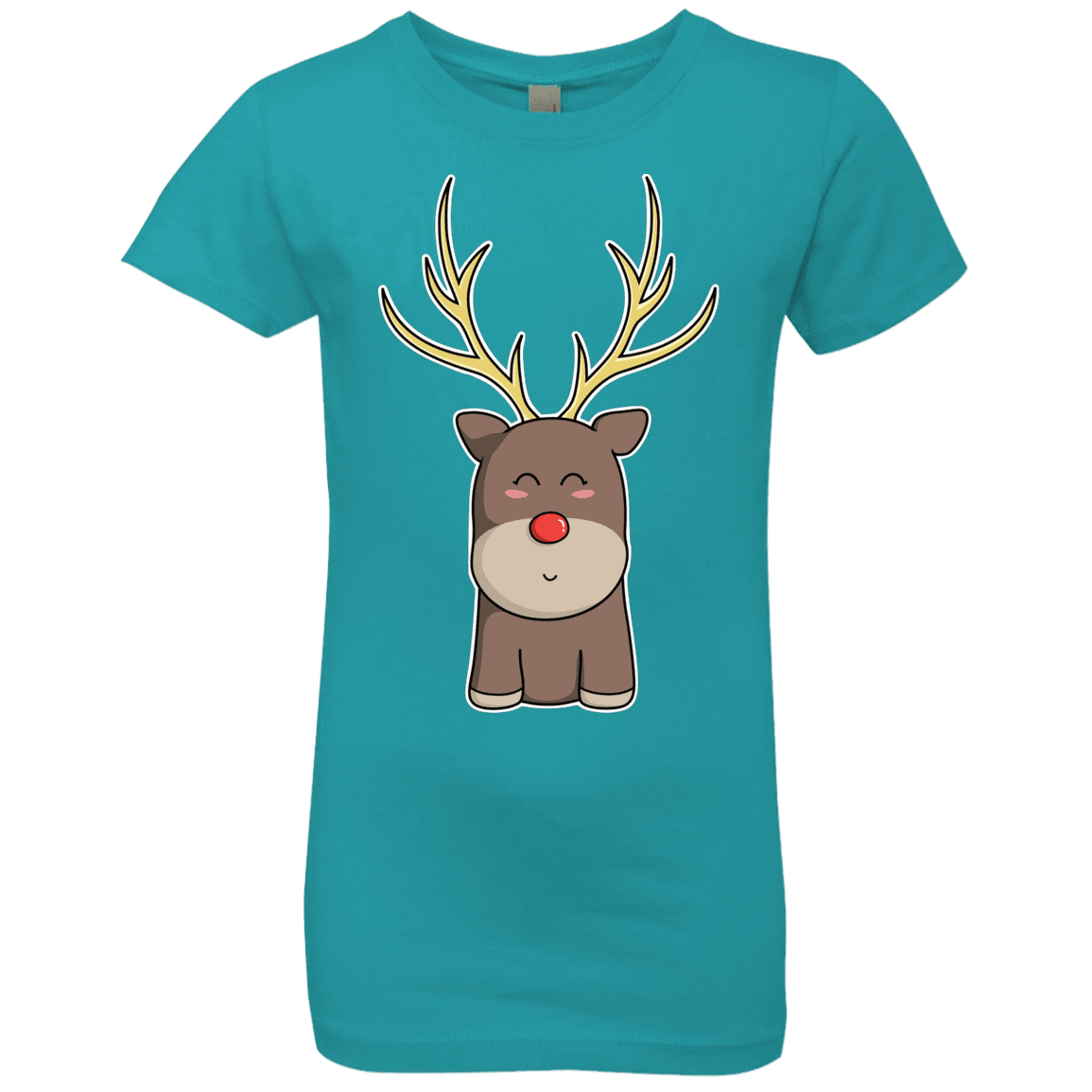 T-Shirts Tahiti Blue / YXS Kawaii Christmas Reindeer Girls Premium T-Shirt