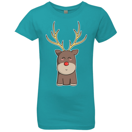 T-Shirts Tahiti Blue / YXS Kawaii Christmas Reindeer Girls Premium T-Shirt