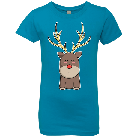 T-Shirts Turquoise / YXS Kawaii Christmas Reindeer Girls Premium T-Shirt