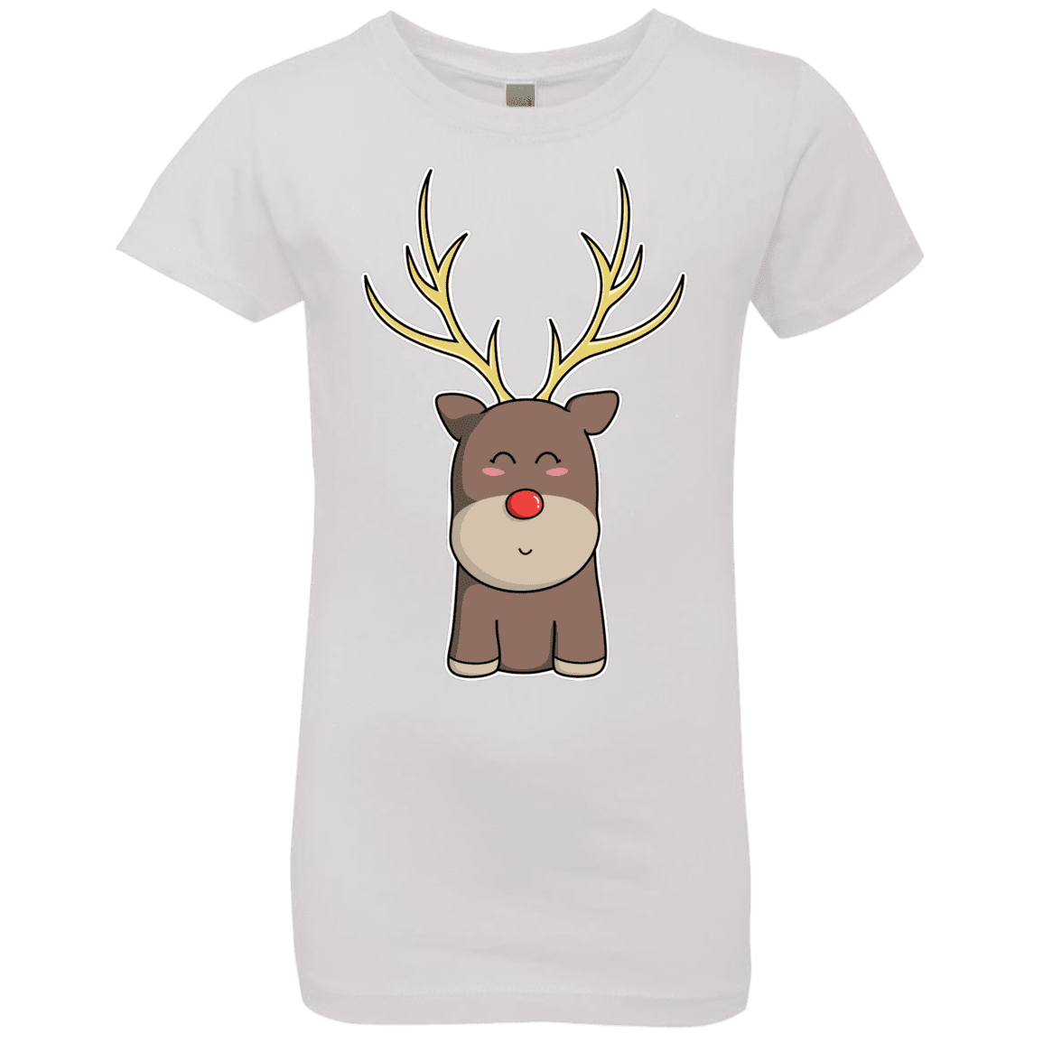 T-Shirts White / YXS Kawaii Christmas Reindeer Girls Premium T-Shirt