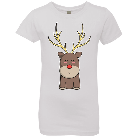 T-Shirts White / YXS Kawaii Christmas Reindeer Girls Premium T-Shirt