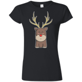 T-Shirts Black / S Kawaii Christmas Reindeer Junior Slimmer-Fit T-Shirt