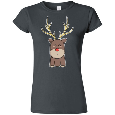 T-Shirts Charcoal / S Kawaii Christmas Reindeer Junior Slimmer-Fit T-Shirt