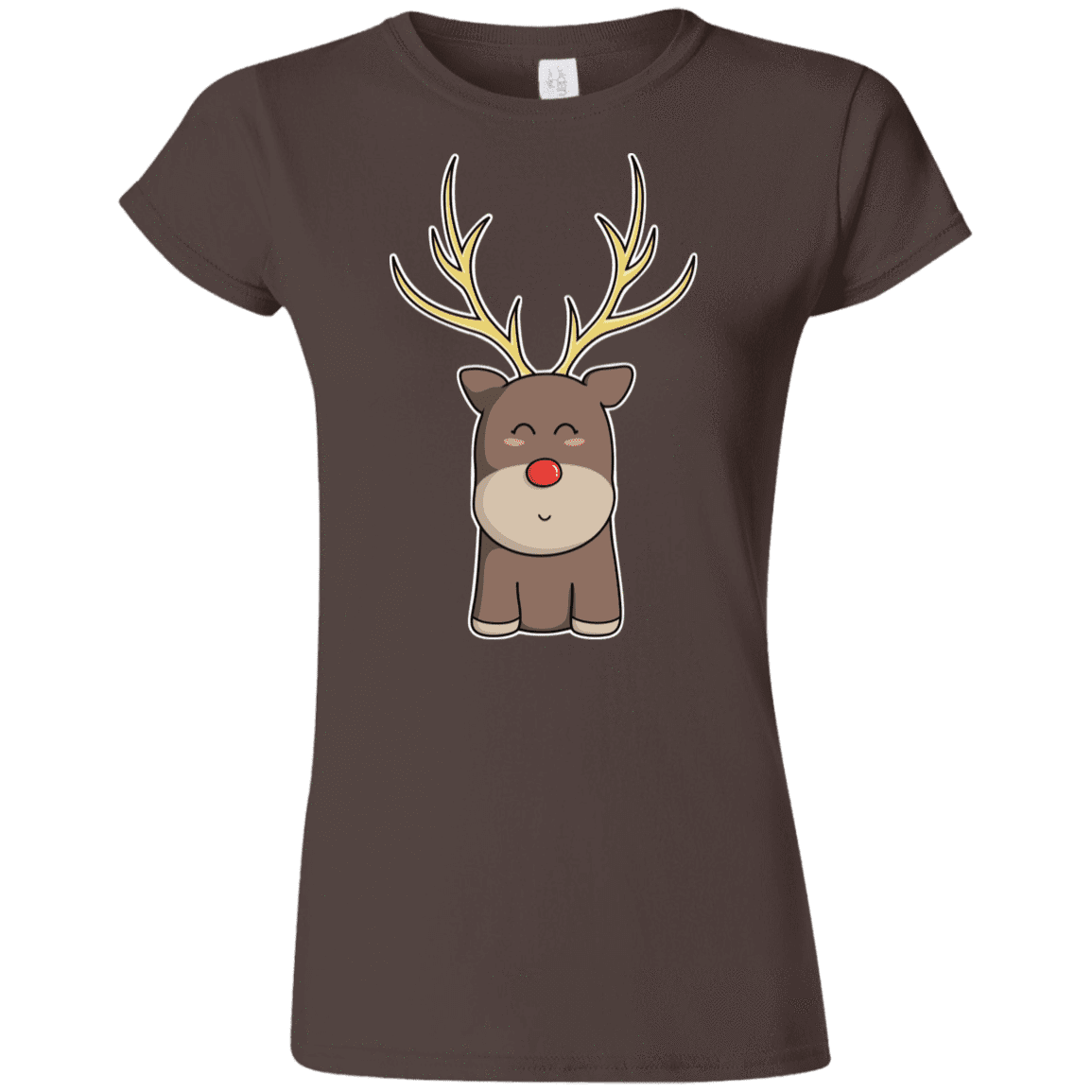 T-Shirts Dark Chocolate / S Kawaii Christmas Reindeer Junior Slimmer-Fit T-Shirt