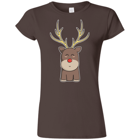 T-Shirts Dark Chocolate / S Kawaii Christmas Reindeer Junior Slimmer-Fit T-Shirt