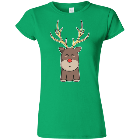 T-Shirts Irish Green / S Kawaii Christmas Reindeer Junior Slimmer-Fit T-Shirt