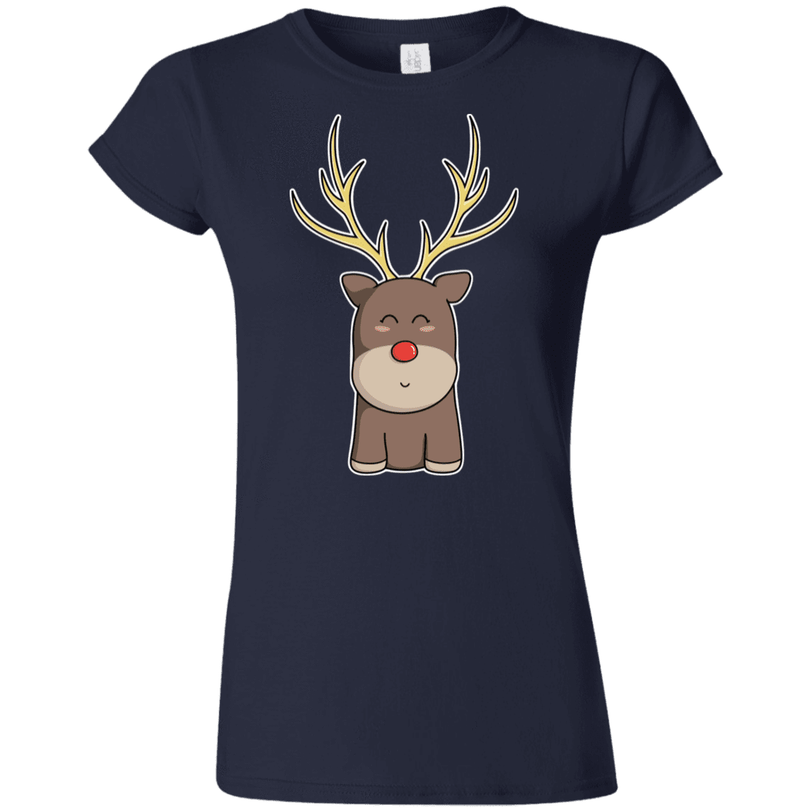 T-Shirts Navy / S Kawaii Christmas Reindeer Junior Slimmer-Fit T-Shirt