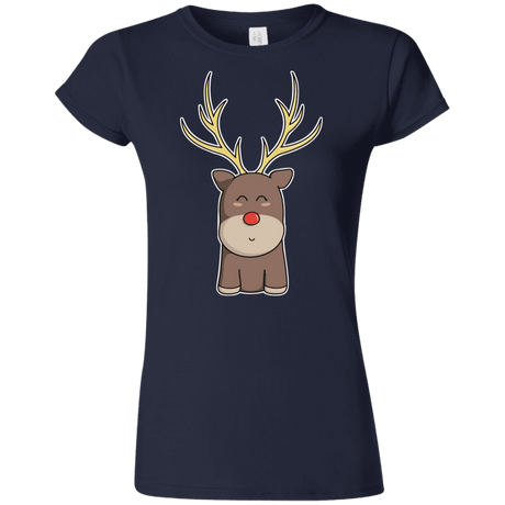 T-Shirts Navy / S Kawaii Christmas Reindeer Junior Slimmer-Fit T-Shirt
