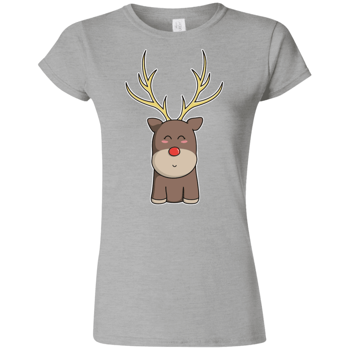 T-Shirts Sport Grey / S Kawaii Christmas Reindeer Junior Slimmer-Fit T-Shirt