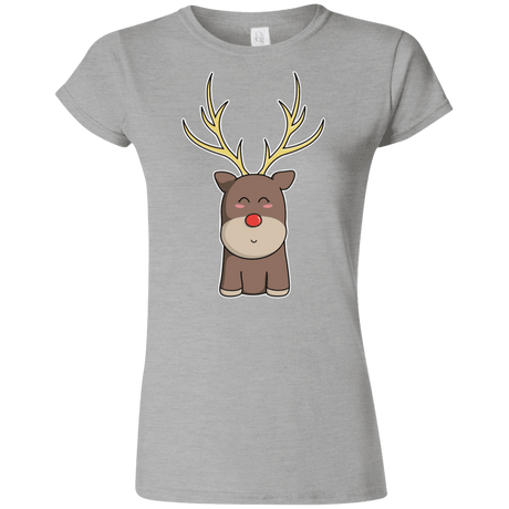 T-Shirts Sport Grey / S Kawaii Christmas Reindeer Junior Slimmer-Fit T-Shirt