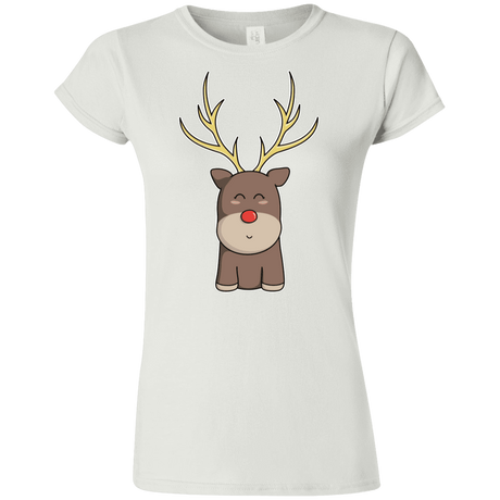 T-Shirts White / S Kawaii Christmas Reindeer Junior Slimmer-Fit T-Shirt