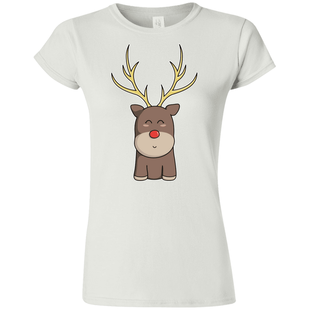T-Shirts White / S Kawaii Christmas Reindeer Junior Slimmer-Fit T-Shirt